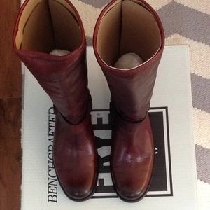 Frye Phillips Harness Tall Burnt Red Boots